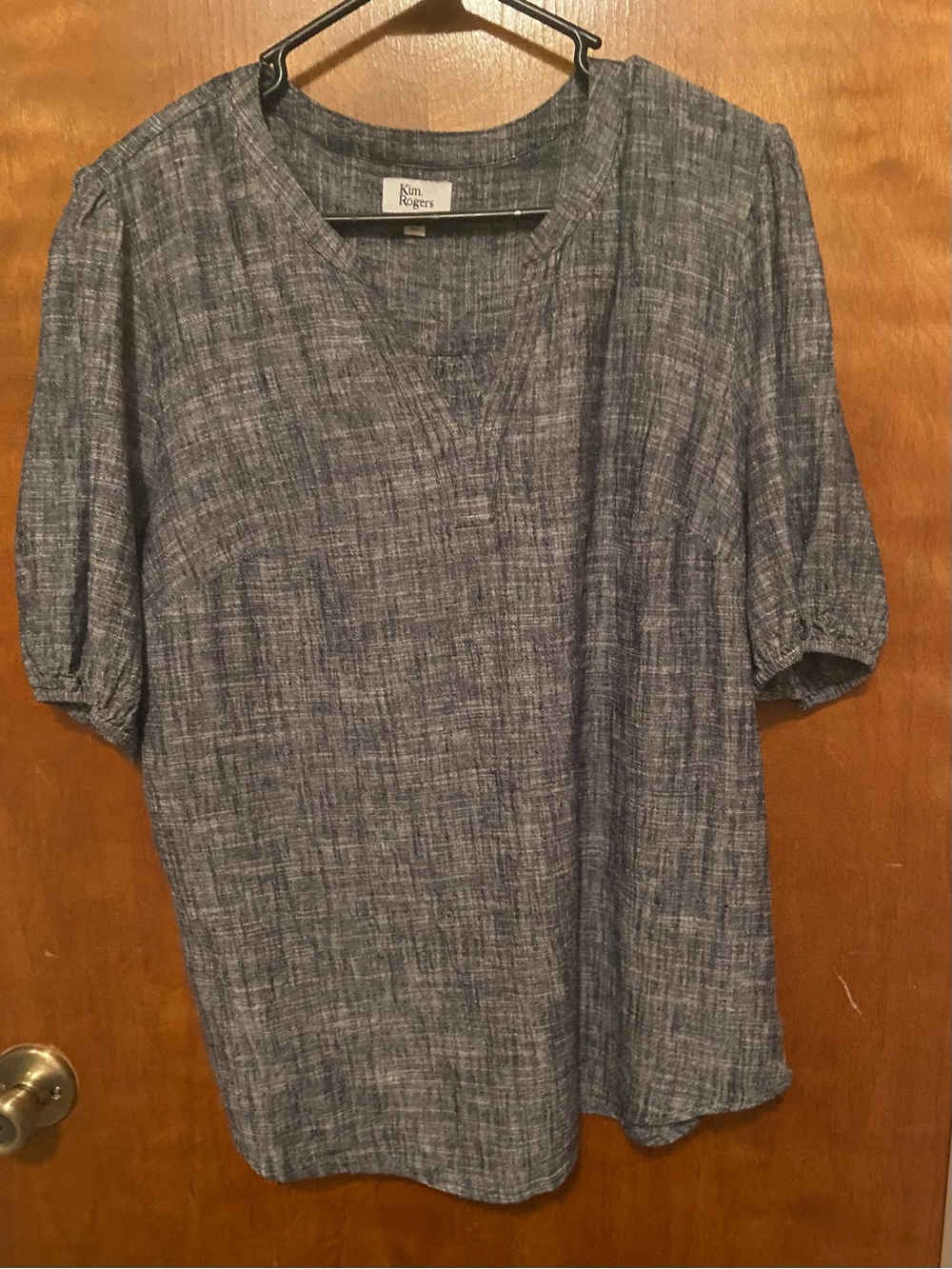 Linen Blend Marled Black Top